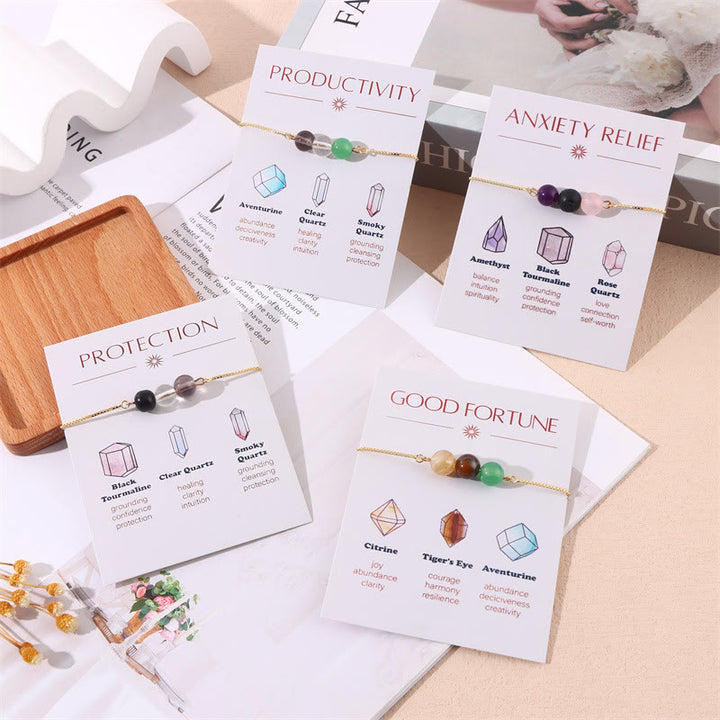 Pulsera de deseos de yoga Olivenorma de 9 piezas con cristales curativos de piedra natural