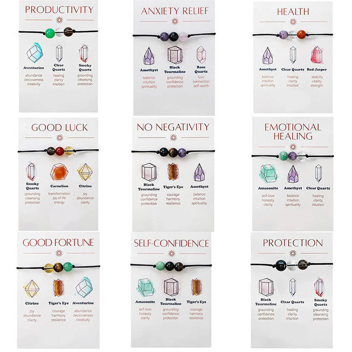 Pulsera de deseos de yoga Olivenorma de 9 piezas con cristales curativos de piedra natural