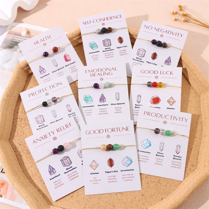 Pulsera de deseos de yoga Olivenorma de 9 piezas con cristales curativos de piedra natural