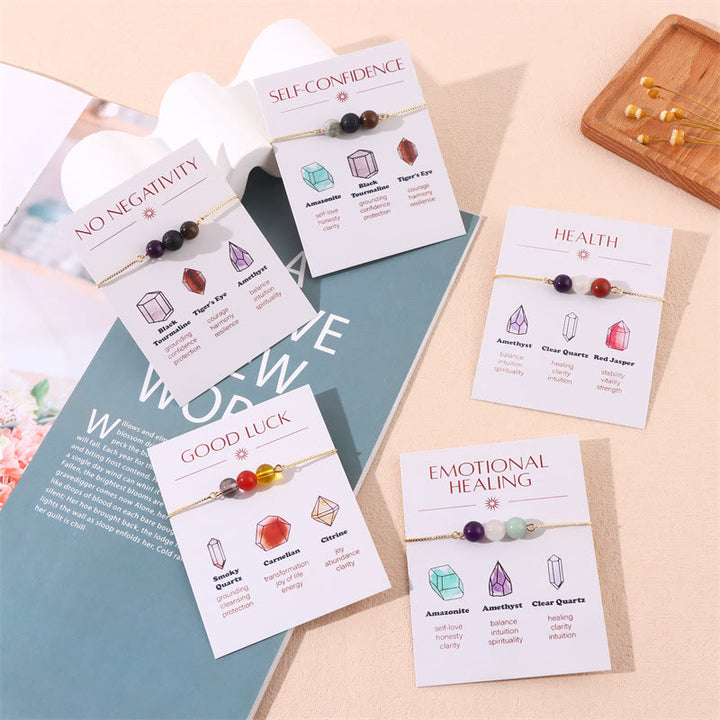 Pulsera de deseos de yoga Olivenorma de 9 piezas con cristales curativos de piedra natural