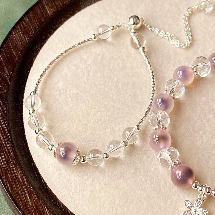 Olivenorma - Juego de 2 pulseras de cuentas de ágata rosa caramelo