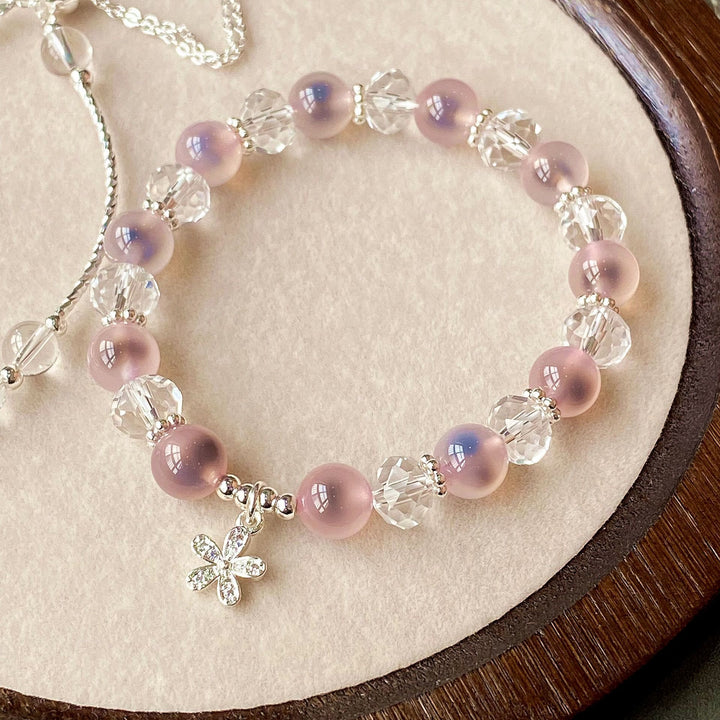 Olivenorma - Juego de 2 pulseras de cuentas de ágata rosa caramelo