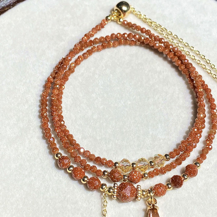 Collar pulsera multicapa con cuentas de arenisca Olivenorma