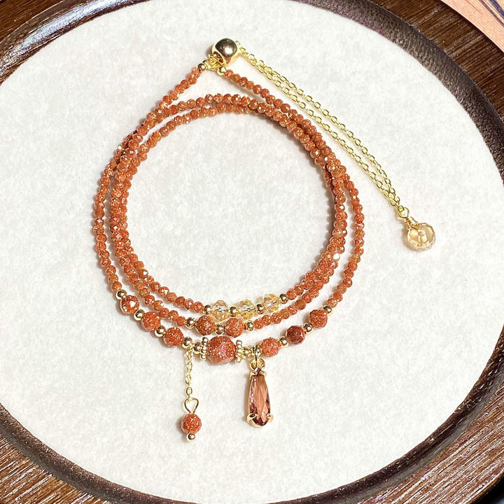 Collar pulsera multicapa con cuentas de arenisca Olivenorma