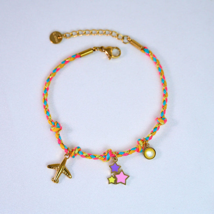 Collar con colgante de piedra natural de cuerda trenzada de colores de Olivenorma