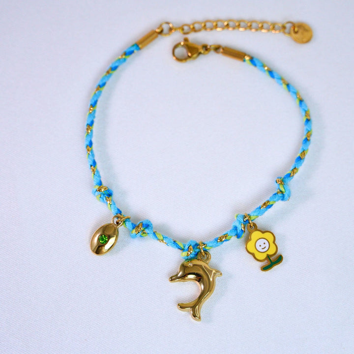 Collar con colgante de piedra natural de cuerda trenzada de colores de Olivenorma