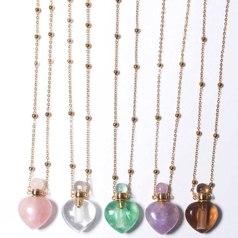 Collar con difusor de aceites esenciales de cristal Olivenorma con forma de corazón