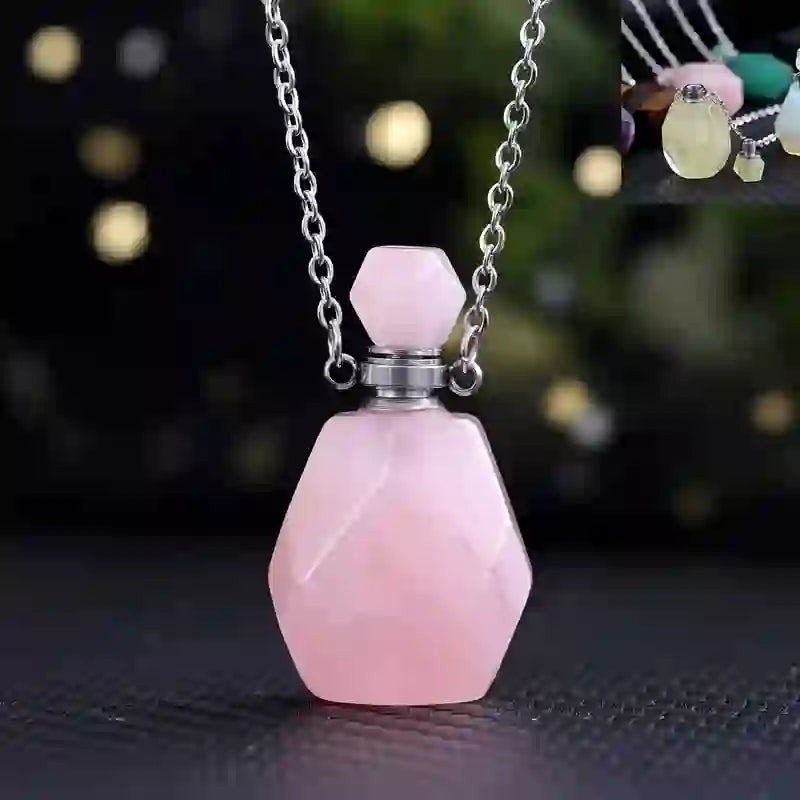 Collar con difusor de aceites esenciales Olivenorma con frasco de perfume de corte cuadrado