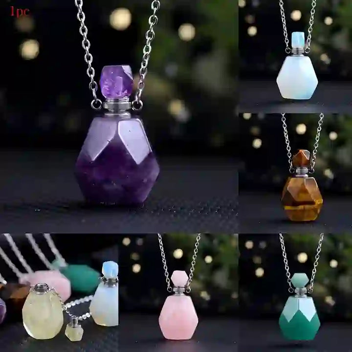 Collar con difusor de aceites esenciales Olivenorma con frasco de perfume de corte cuadrado