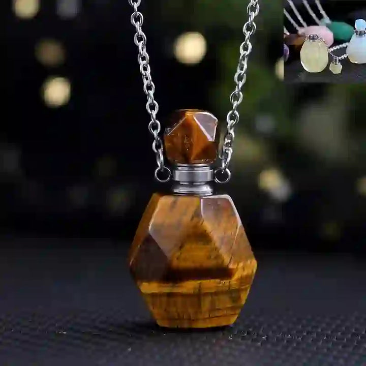 Collar con difusor de aceites esenciales Olivenorma con frasco de perfume de corte cuadrado