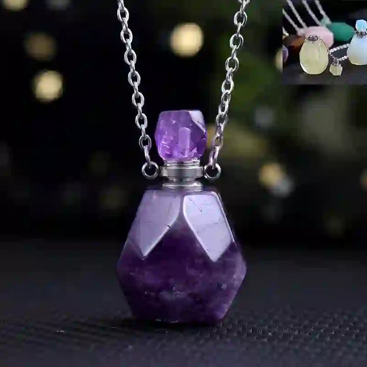 Collar con difusor de aceites esenciales Olivenorma con frasco de perfume de corte cuadrado