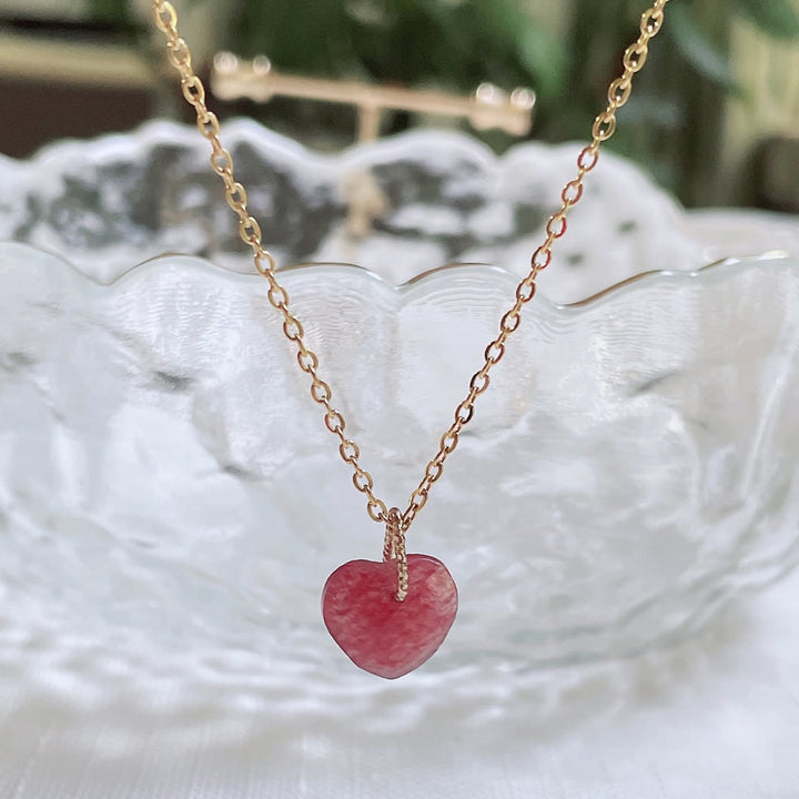 Collar de acero y titanio con corte de corazón de cristal natural de Olivenorma