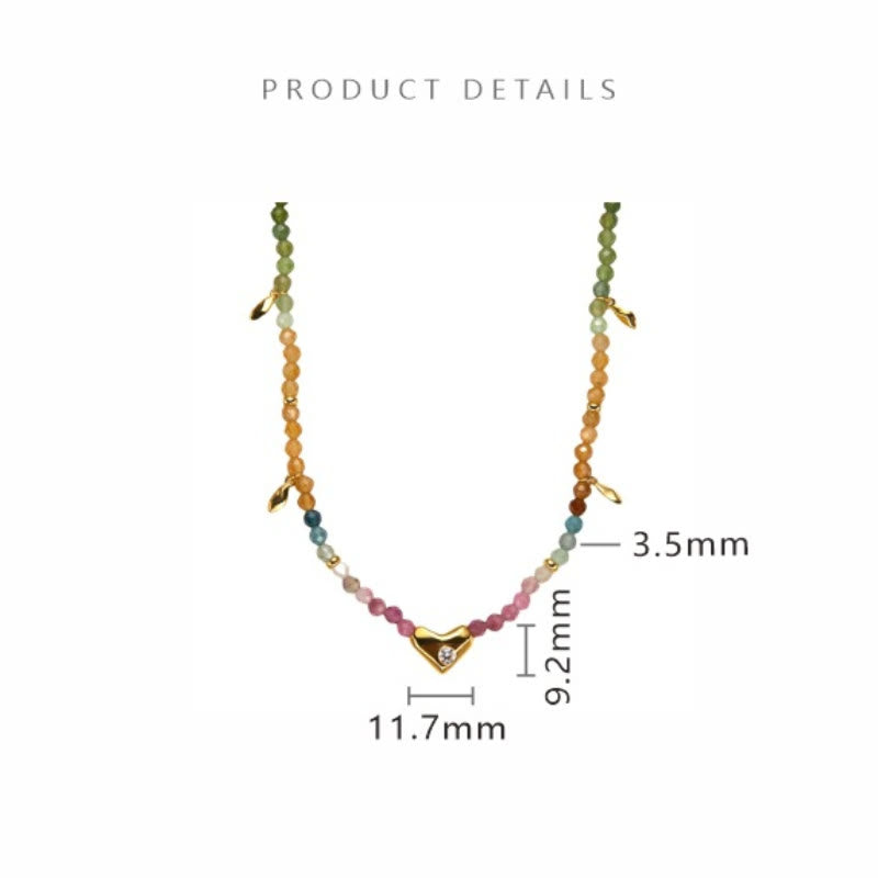 Collar con colgante de corazón de cuentas de turmalina blanca y circonita Olivenorma