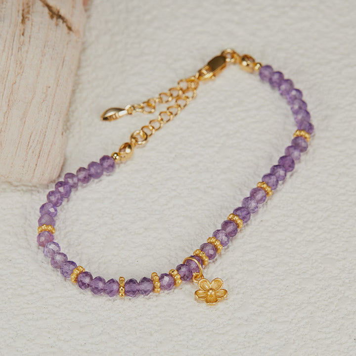 Pulsera y collar con colgante de flor de amatista natural de Olivenorma