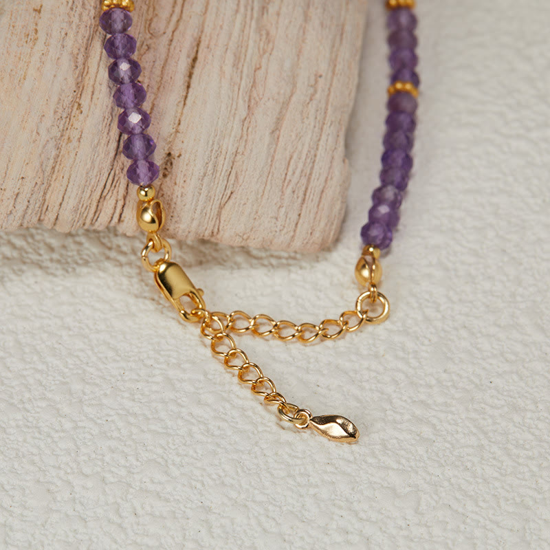 Pulsera y collar con colgante de flor de amatista natural de Olivenorma