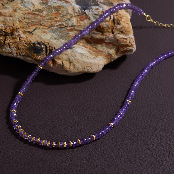 Pulsera y collar con colgante de flor de amatista natural de Olivenorma