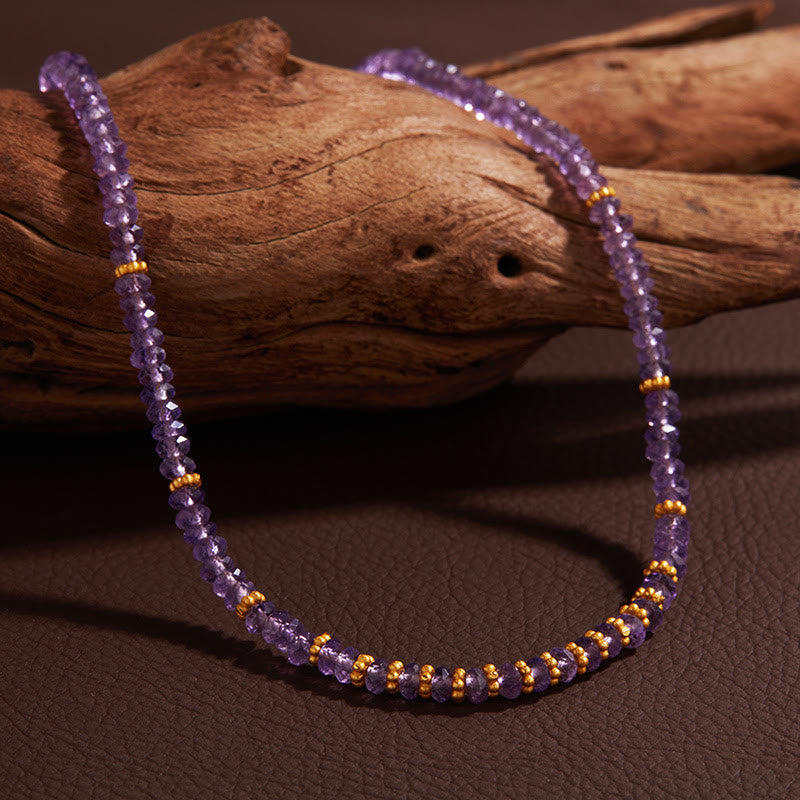 Pulsera y collar con colgante de flor de amatista natural de Olivenorma
