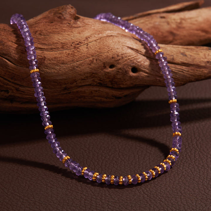 Pulsera y collar con colgante de flor de amatista natural de Olivenorma