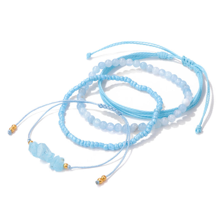 Pulsera trenzada con cordón de piedra triturada de cristal de Olivenorma (4 piezas)