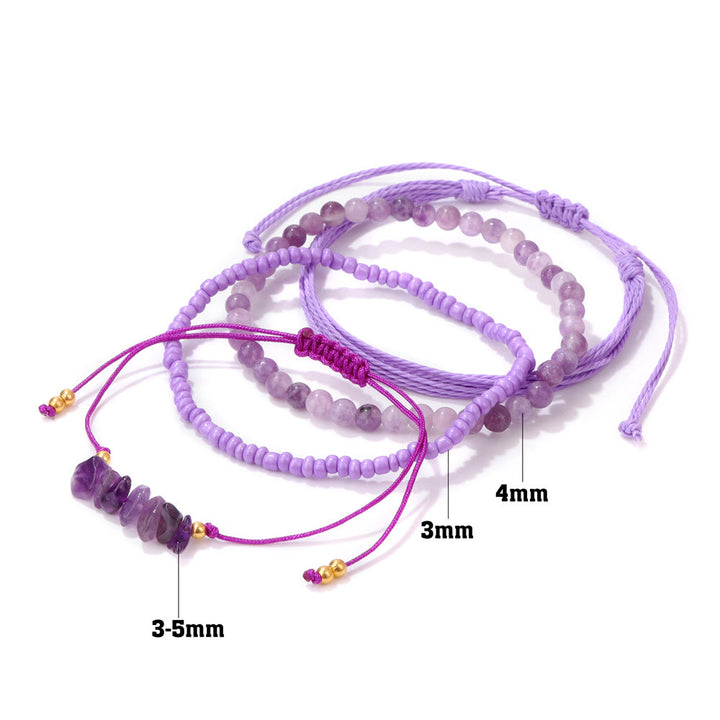 Pulsera trenzada con cordón de piedra triturada de cristal de Olivenorma (4 piezas)