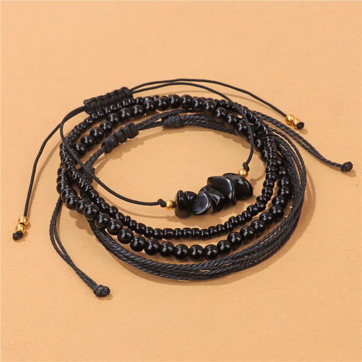 Pulsera trenzada con cordón de piedra triturada de cristal de Olivenorma (4 piezas)