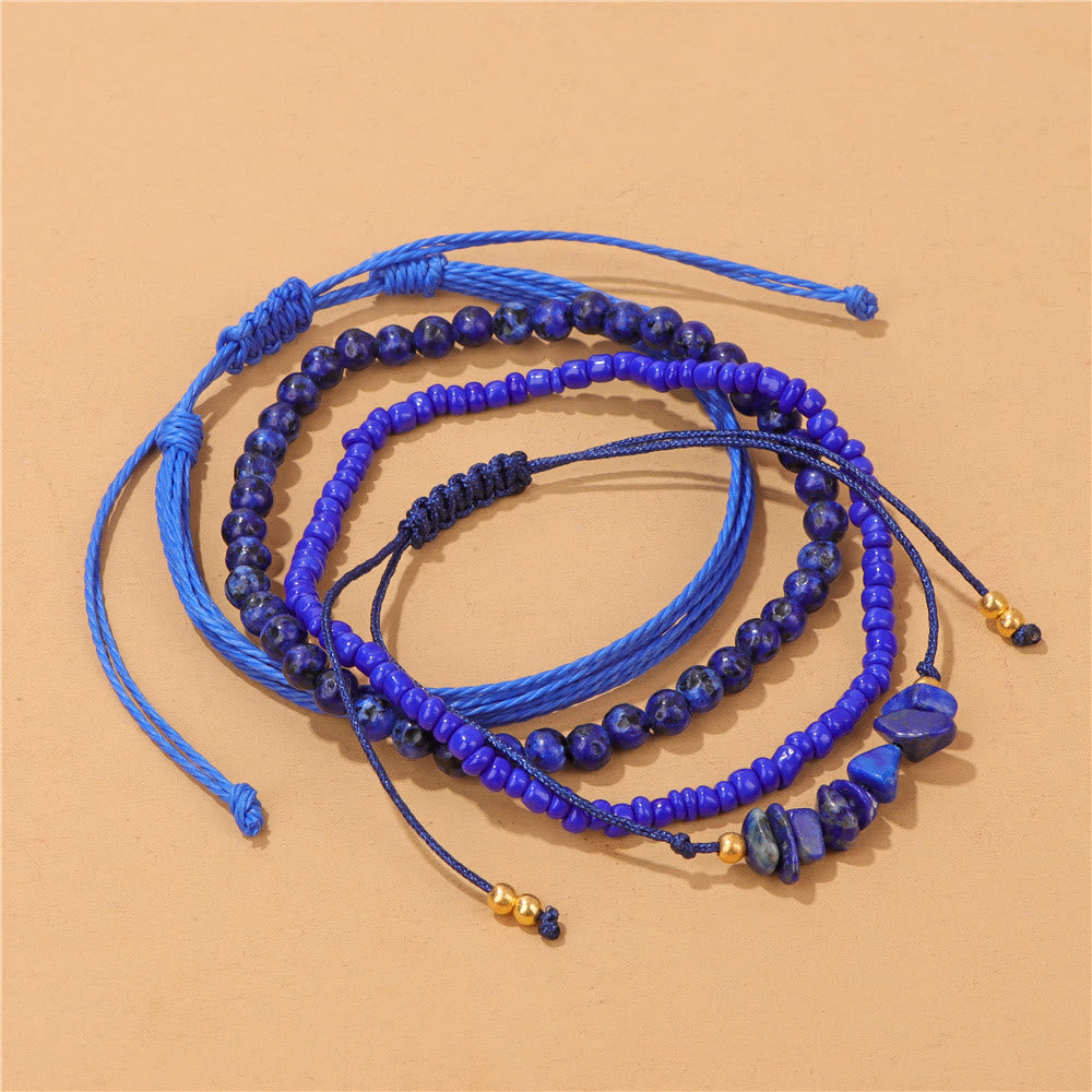 Pulsera trenzada con cordón de piedra triturada de cristal de Olivenorma (4 piezas)