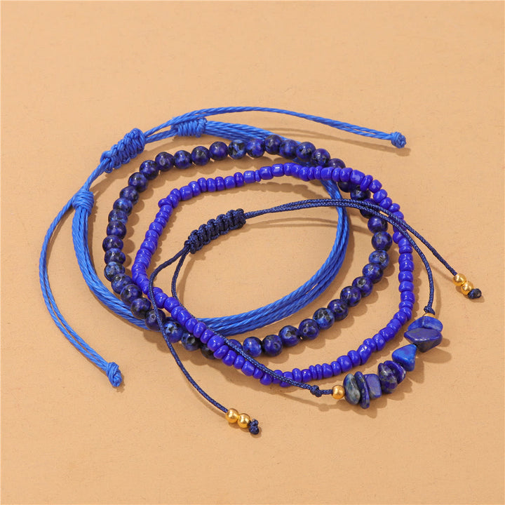 Pulsera trenzada con cordón de piedra triturada de cristal de Olivenorma (4 piezas)
