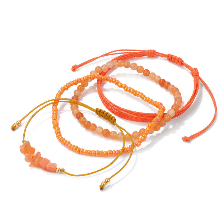 Pulsera trenzada con cordón de piedra triturada de cristal de Olivenorma (4 piezas)