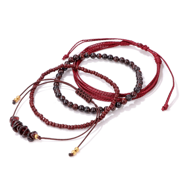 Pulsera trenzada con cordón de piedra triturada de cristal de Olivenorma (4 piezas)