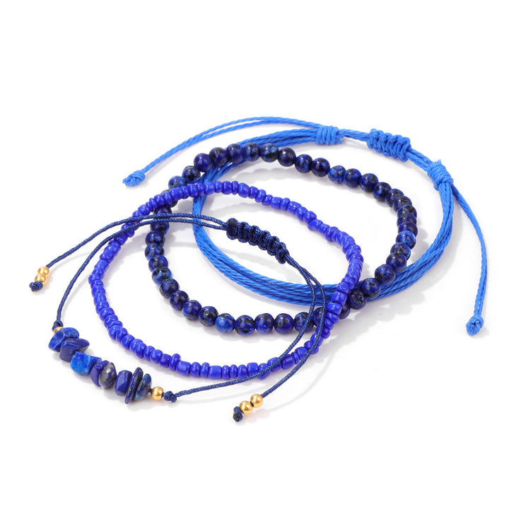 Pulsera trenzada con cordón de piedra triturada de cristal de Olivenorma (4 piezas)