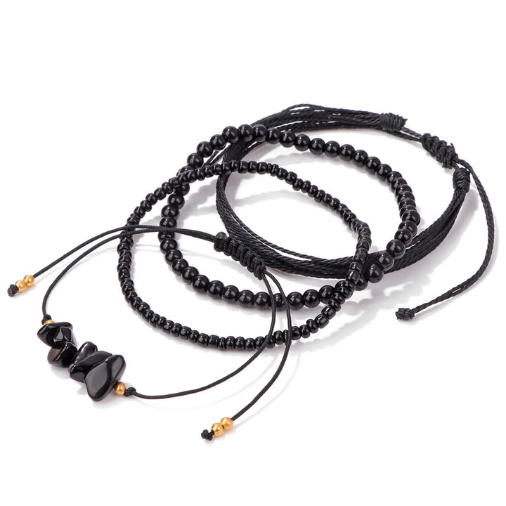 Pulsera trenzada con cordón de piedra triturada de cristal de Olivenorma (4 piezas)