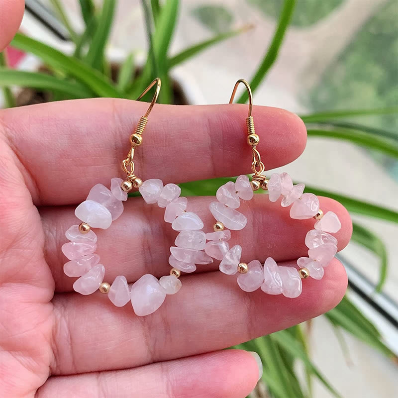 Pendientes de aro de cristal de piedra triturada natural Olivenorma