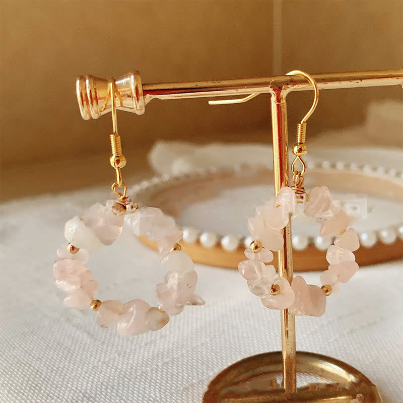 Pendientes de aro de cristal de piedra triturada natural Olivenorma