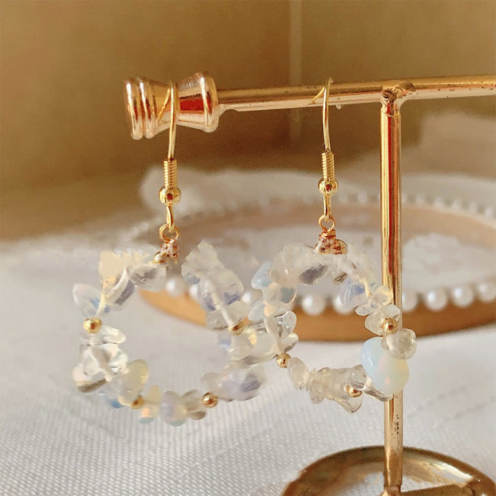 Pendientes de aro de cristal de piedra triturada natural Olivenorma