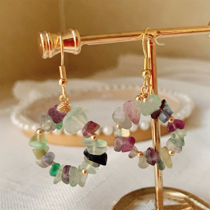 Pendientes de aro de cristal de piedra triturada natural Olivenorma