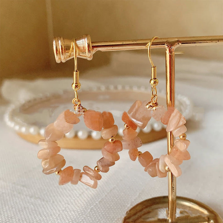Pendientes de aro de cristal de piedra triturada natural Olivenorma