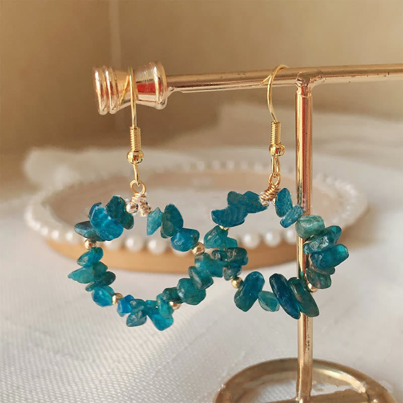 Pendientes de aro de cristal de piedra triturada natural Olivenorma
