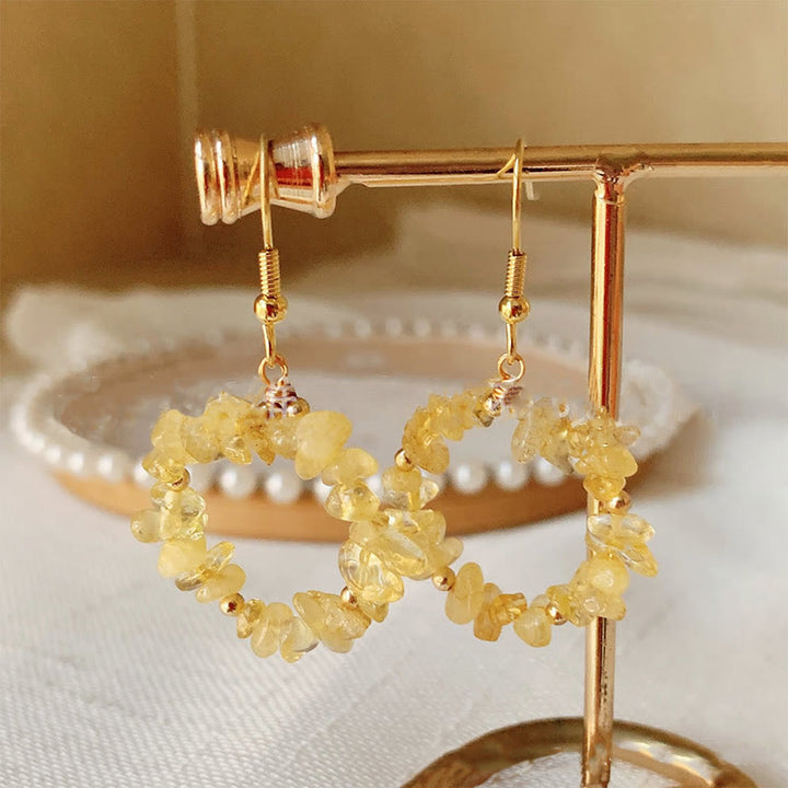 Pendientes de aro de cristal de piedra triturada natural Olivenorma