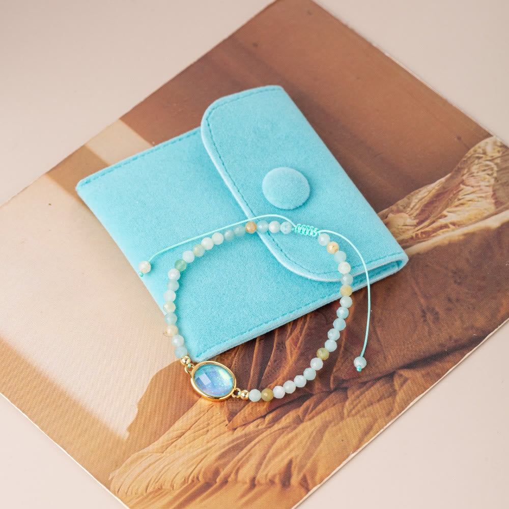 Pulsera con colgante de ópalo coloreado y cuentas de cristal natural de Olivenorma
