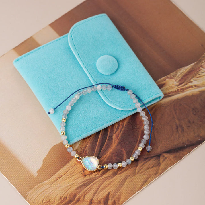 Pulsera con colgante de ópalo coloreado y cuentas de cristal natural de Olivenorma