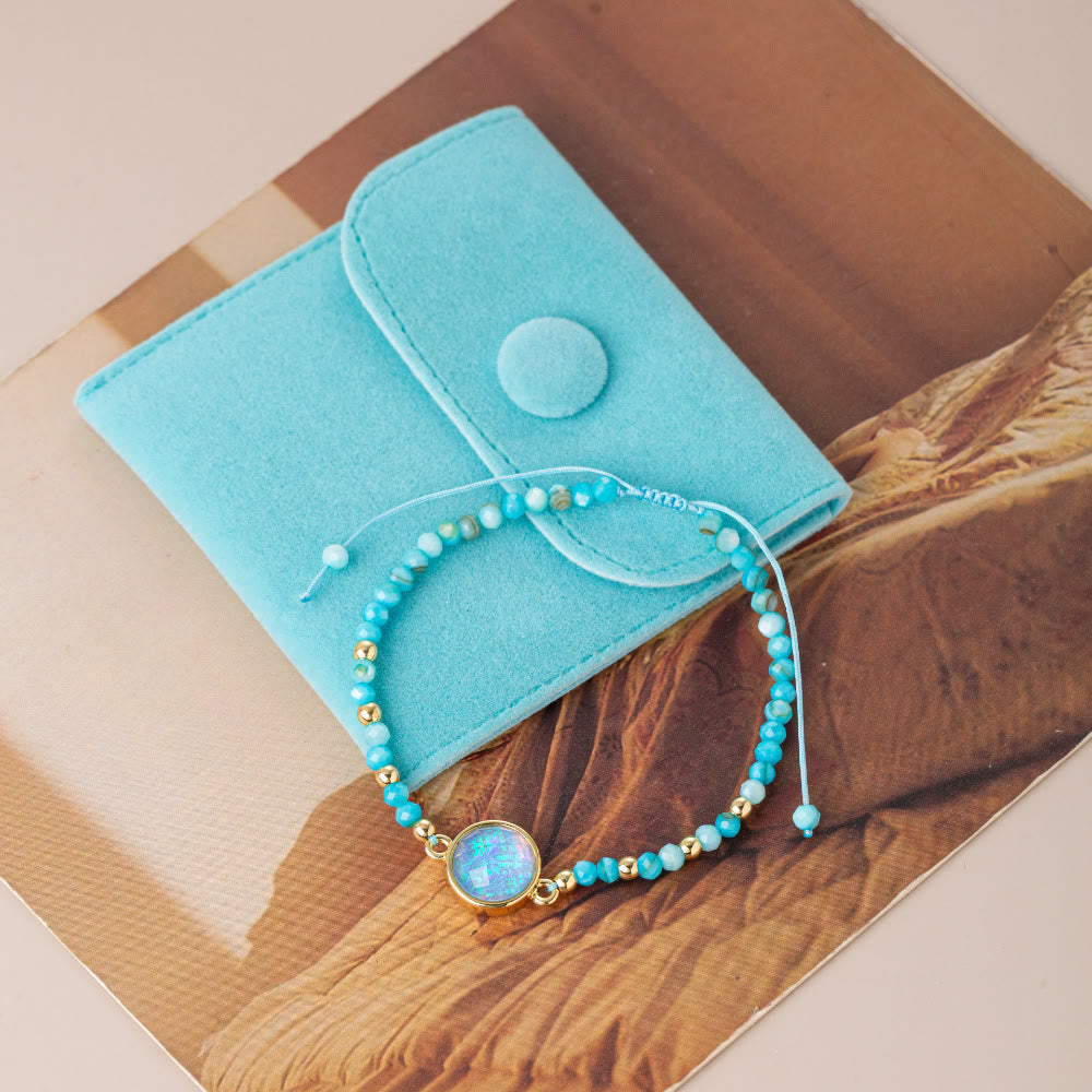 Pulsera con colgante de ópalo coloreado y cuentas de cristal natural de Olivenorma