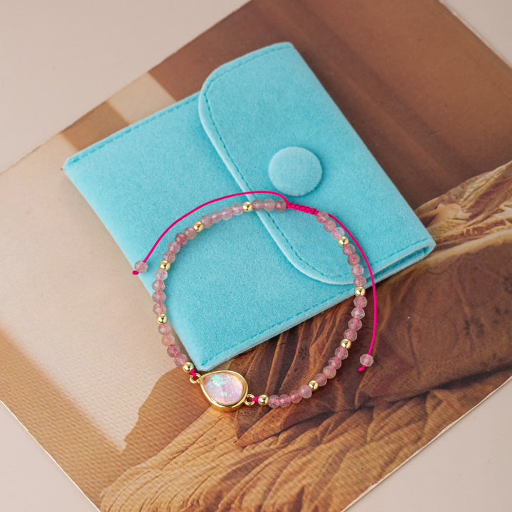 Pulsera con colgante de ópalo coloreado y cuentas de cristal natural de Olivenorma