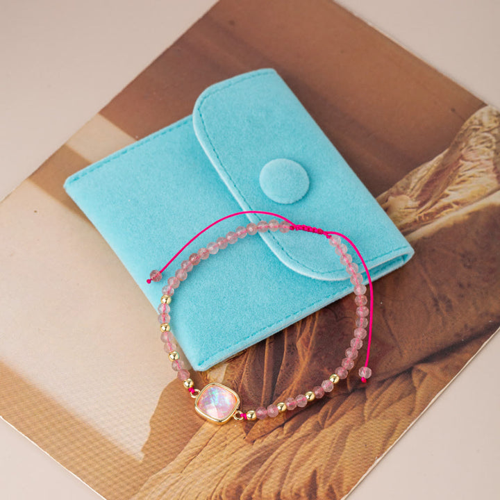 Pulsera con colgante de ópalo coloreado y cuentas de cristal natural de Olivenorma