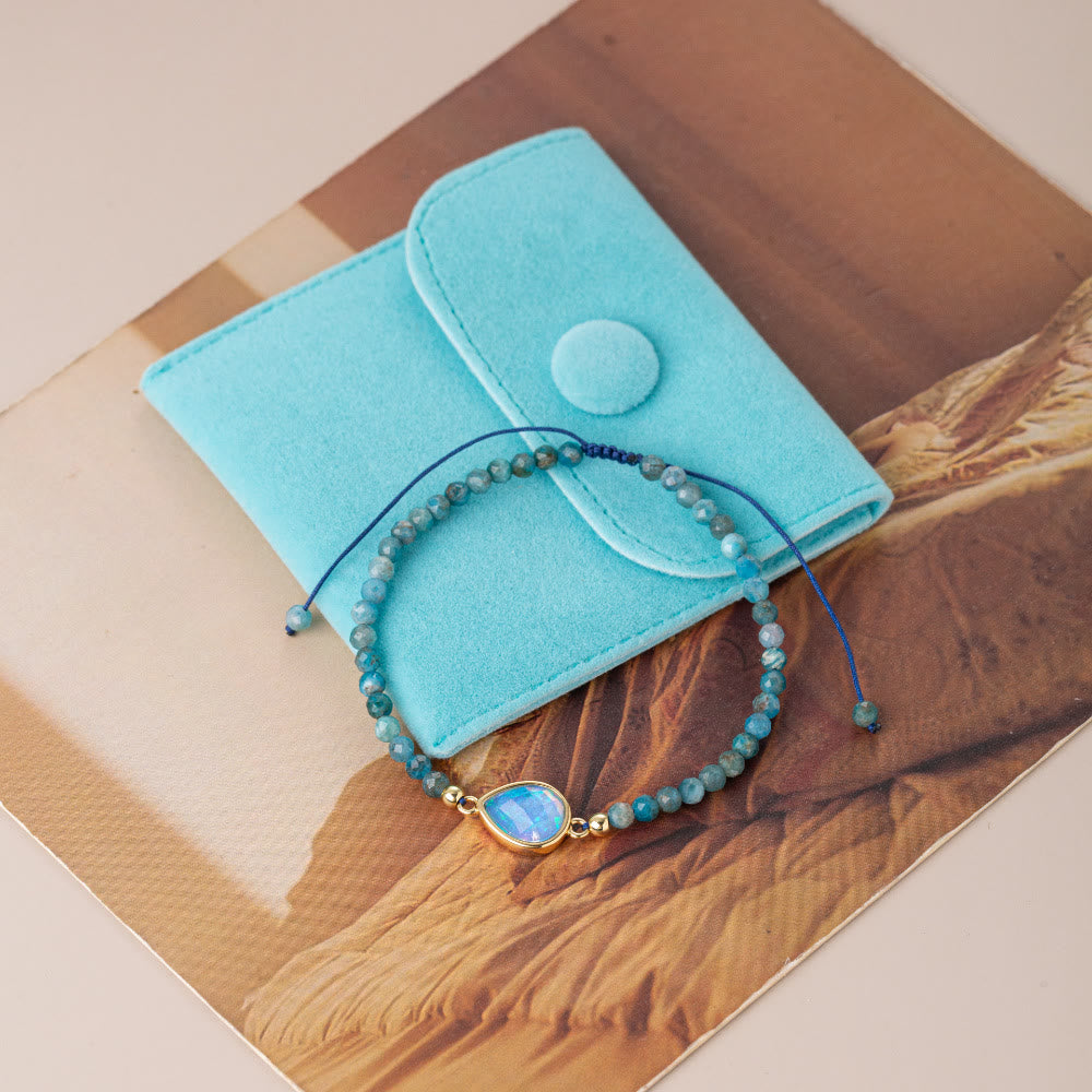 Pulsera con colgante de ópalo coloreado y cuentas de cristal natural de Olivenorma