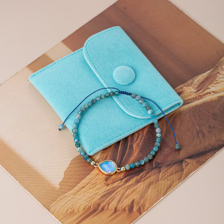 Pulsera con colgante de ópalo coloreado y cuentas de cristal natural de Olivenorma