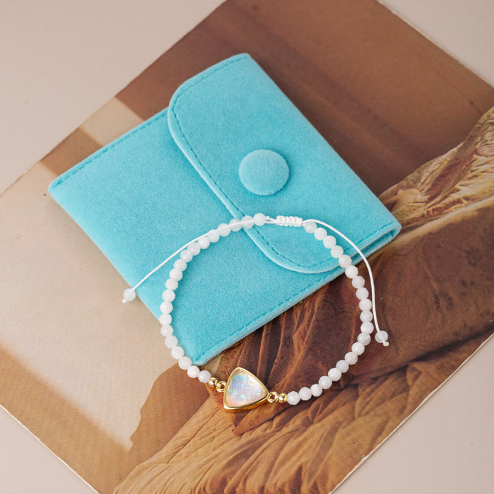 Pulsera con colgante de ópalo coloreado y cuentas de cristal natural de Olivenorma