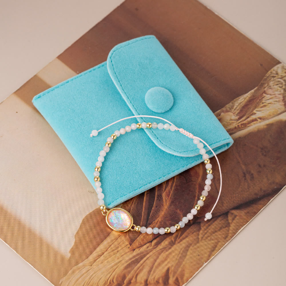 Pulsera con colgante de ópalo coloreado y cuentas de cristal natural de Olivenorma