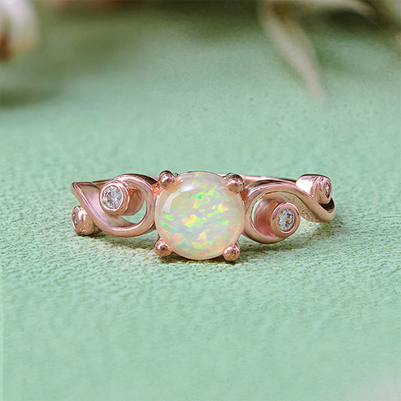 Anillo de enredadera de ópalo morado blanco natural de Olivenorma