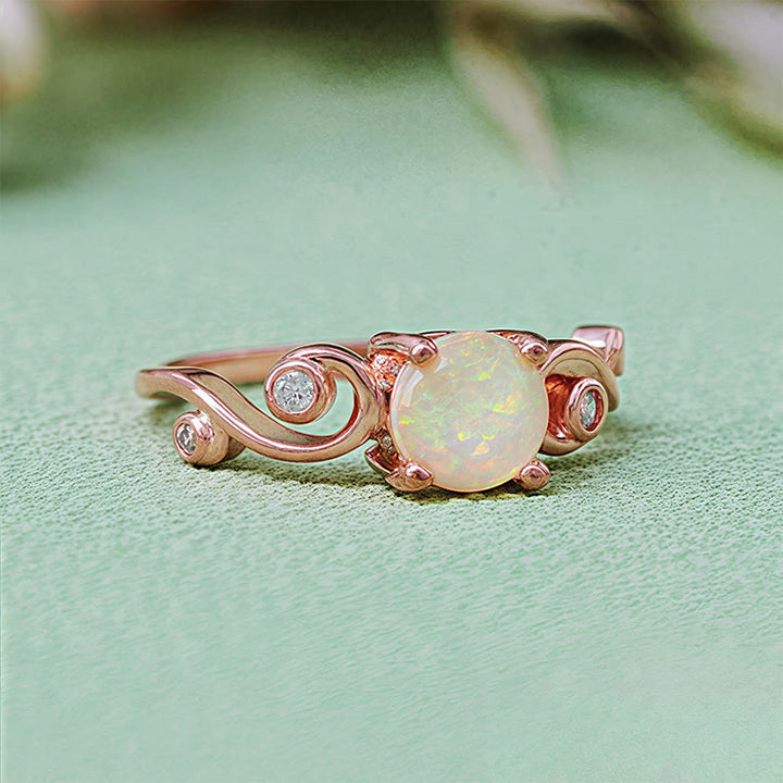 Anillo de enredadera de ópalo morado blanco natural de Olivenorma