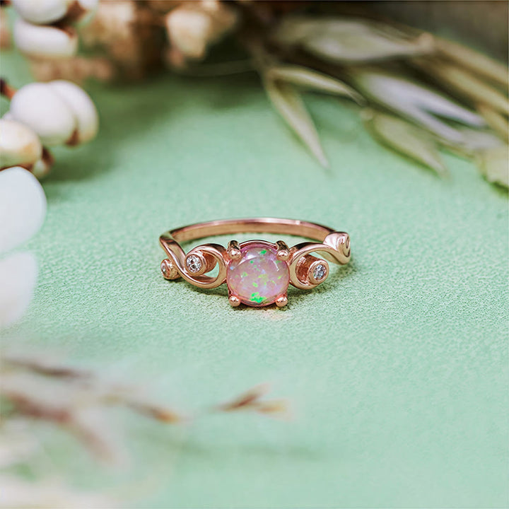 Anillo de enredadera de ópalo morado blanco natural de Olivenorma